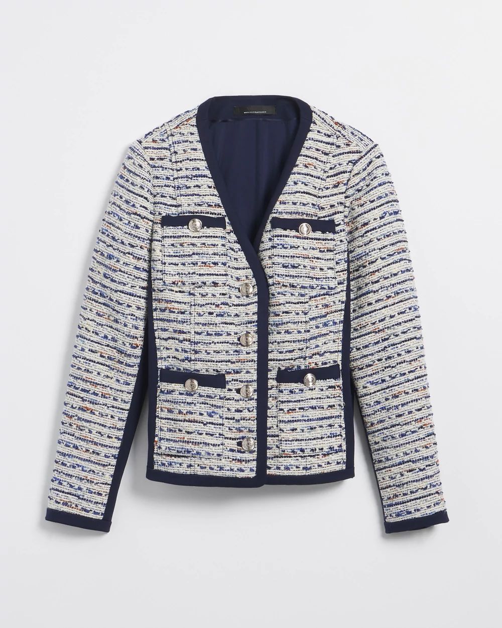 Black and cheap white tweed blazer